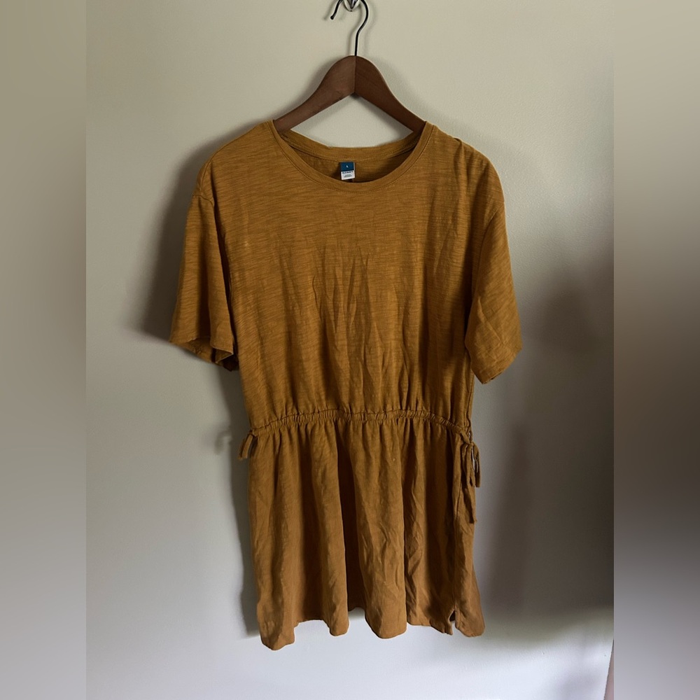Old Navy | Mustard Yellow Cinched Waist T Shirt Dress - Picture 2 of 5